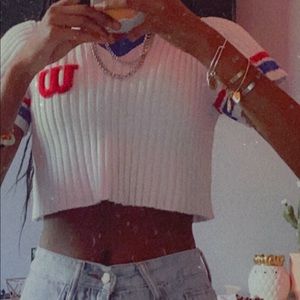 The W forever21 red white and blue crop top